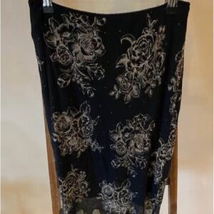 Jonathan Martin Black and Gray Floral Pencil Skirt
